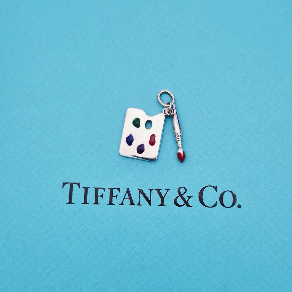 RARE Tiffany & Co. Paloma Picasso Paint Palette Silver Enamel Charm Pendant